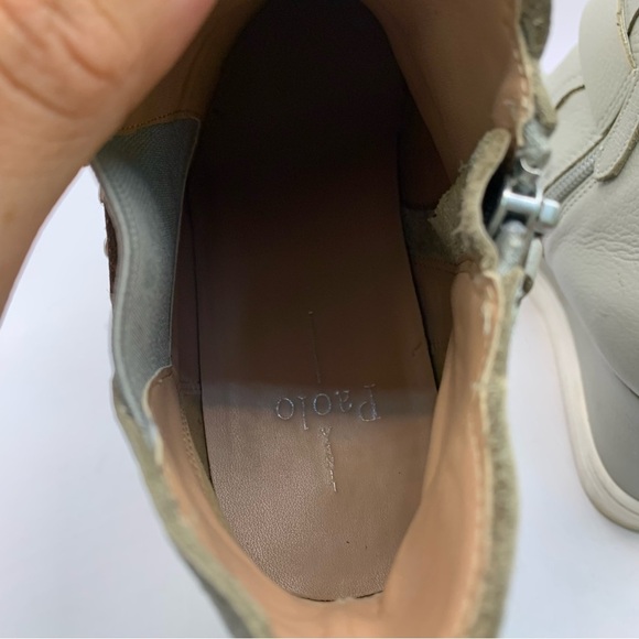 Linea Paolo Light Gray Leather FRESHTON High Hi Top Hidden Sneakers Sz 9M - Picture 7 of 10